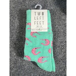 Two Left Feet Shrimp Cocktail Mint Green Pink Novelty Crew Socks Small Feet NEW